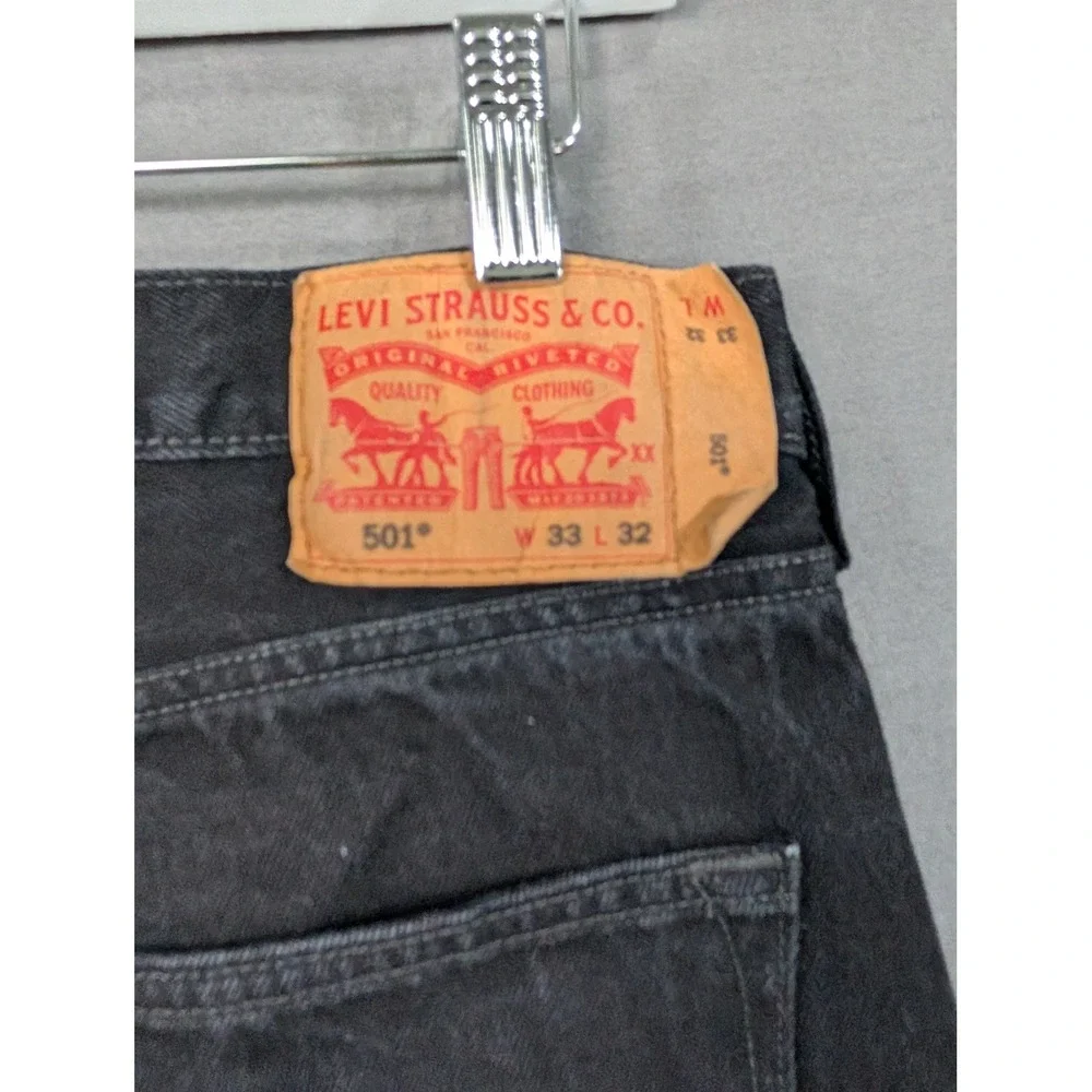 Levis 501 Original Fit Jeans Mens 33x32 Black Straight Leg Button Fly Denim
